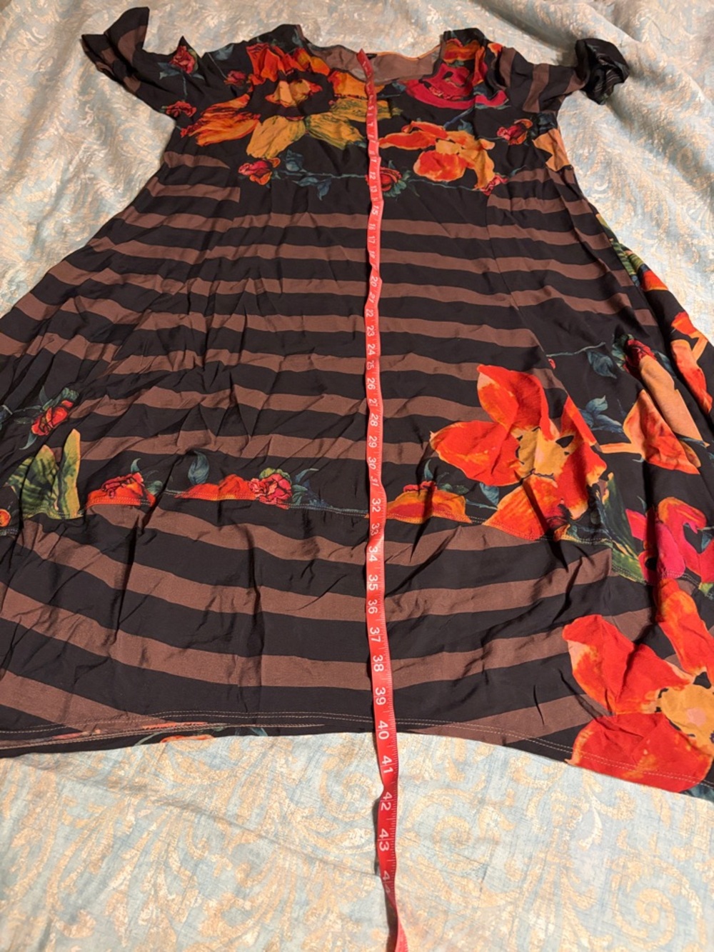 Shana Black Floral and Striped Long Sleeve Dress - Picture 5 of 6